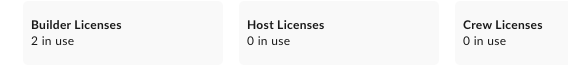 shows number of licenses used for each license type