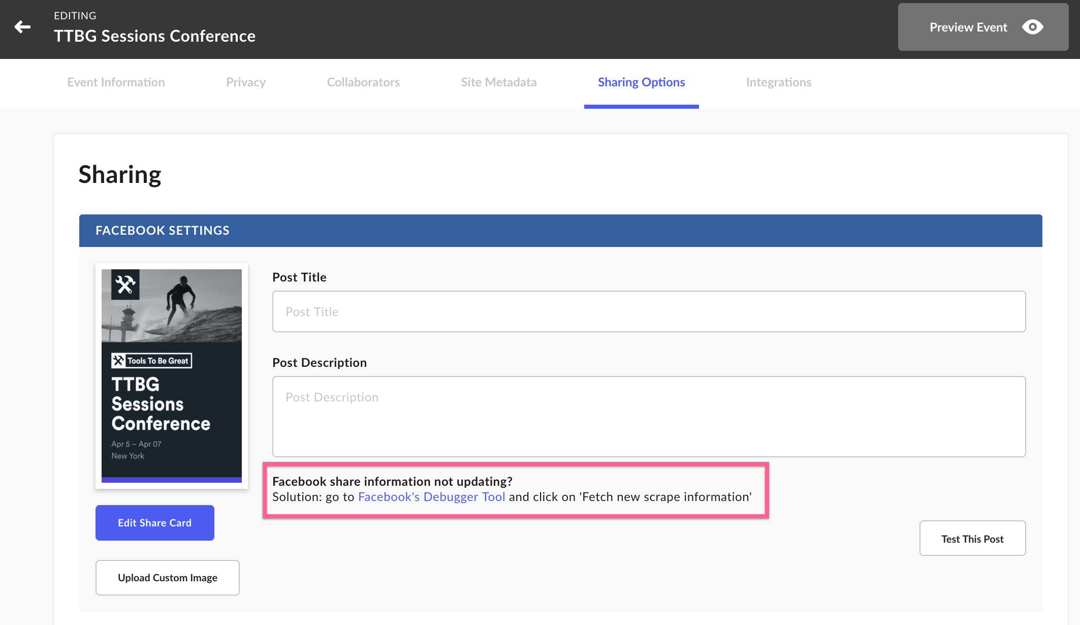 When I Share My Event On Facebook The Image Is Wrong How Do I Update This Splash Help Center